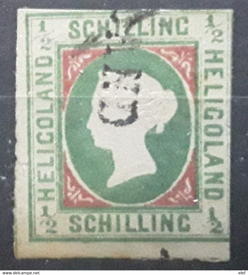 HELIGOLAND 1867  Queen Victoria  Yvert No 1, Type 1, 1/2 Schilling Vert Et Carmin O Cursive , BTB Cote 1200 Euros - Heligoland (1867-1890)