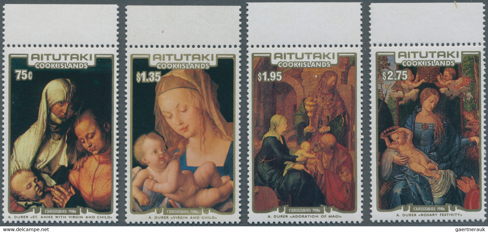 Aitutaki: 1986, Christmas Complete Set Of Four With Different Dürer Paintings (St. Anne With Virgin - Aitutaki