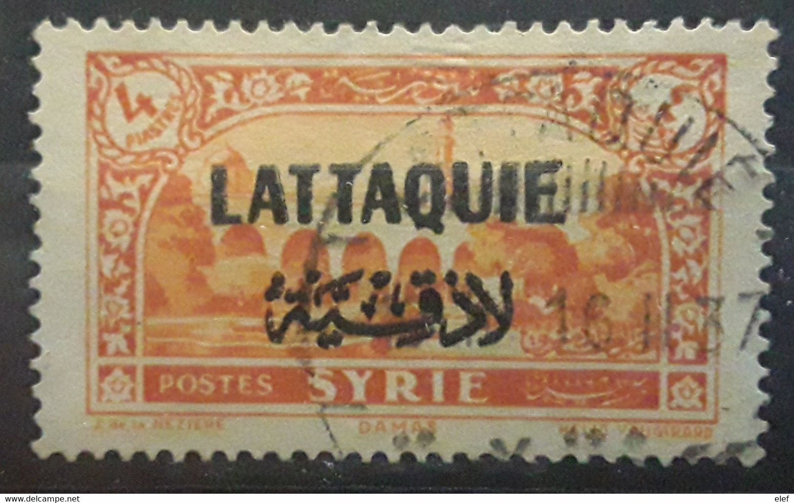 LATTAQUIE 1931, Yvert No 11, 4 Piastres Orange Obl  TB - Usados