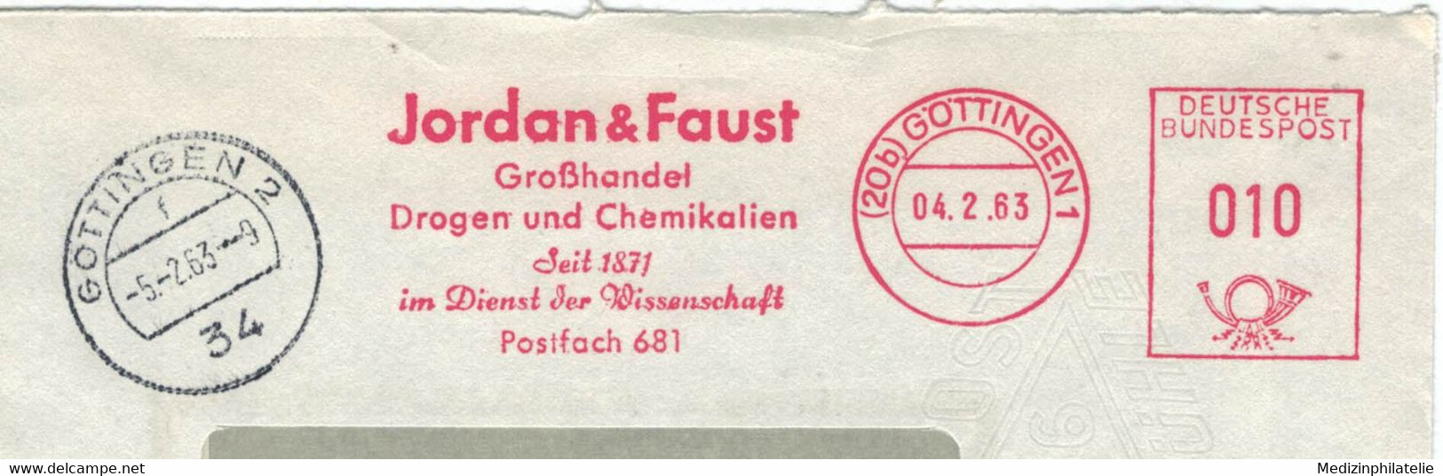 FK AFS - 20b Göttingen 1963 - Jordan & Faust Drogen Chemikalien Wissenschaft Dienst 34 4Göttingen PLZ - Pharmacy