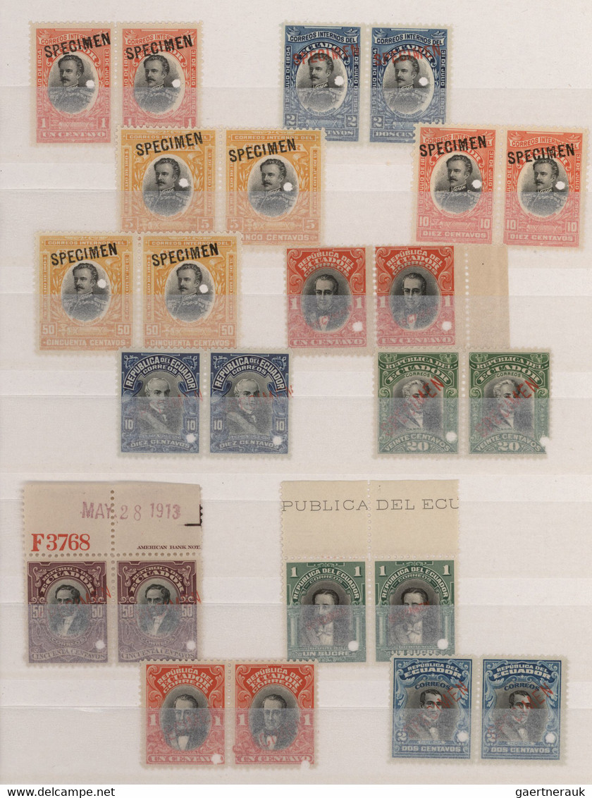 Ecuador: 1900/1940 (ca.), ABN Specimen Proofs, Collection Of Apprx. 270 Stamps Incl. Pairs And Block - Ecuador