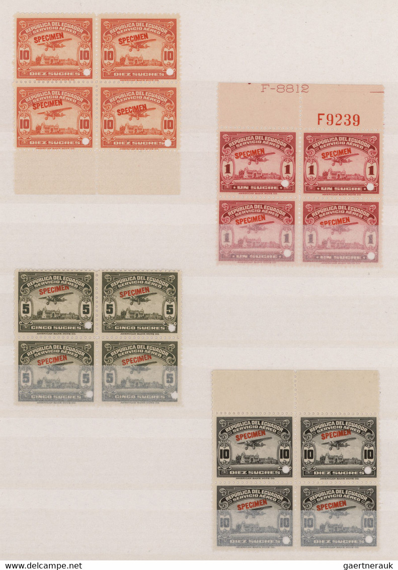 Ecuador: 1900/1940 (ca.), ABN Specimen Proofs, Collection Of Apprx. 270 Stamps Incl. Pairs And Block - Ecuador