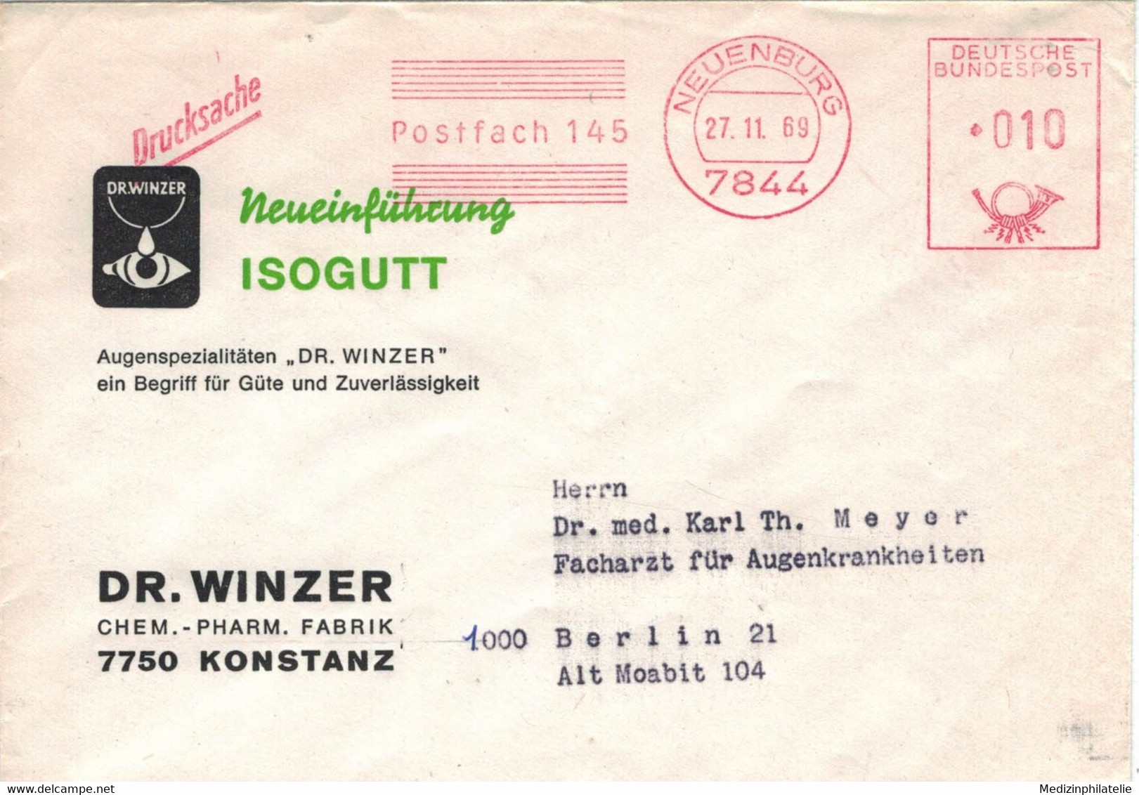 Dr. Winzer 7750 Konstanz Isogutt 7844 Neuenburg 1969 > Berlin - Drucksache - Pharmacy