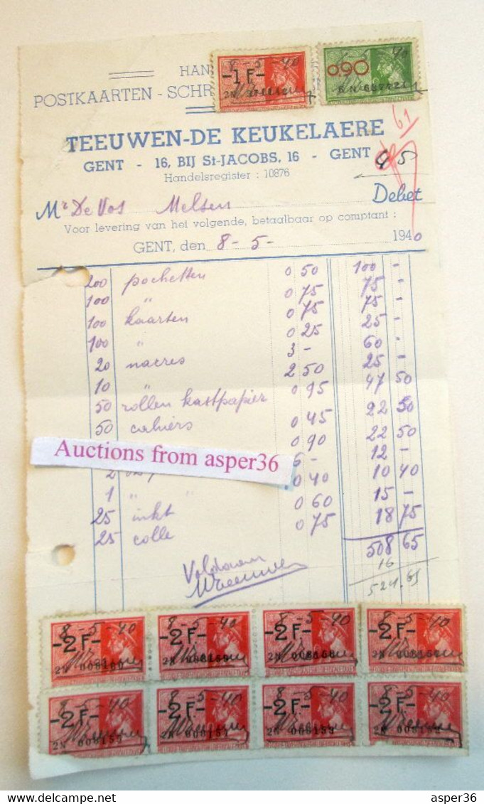Handel In Postkaarten, Schrijfpapier, Teeuwen-De Keukelaere, Bij St-Jacobs, Gent 1940 - 1900 – 1949