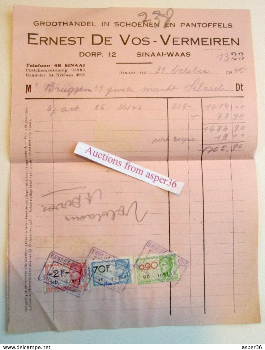 Groothandel In Schoenen En Pantoffels Ernest De Vos-Vermeiren, Dorp 12, Sinaai-Waas 1945 - 1900 – 1949