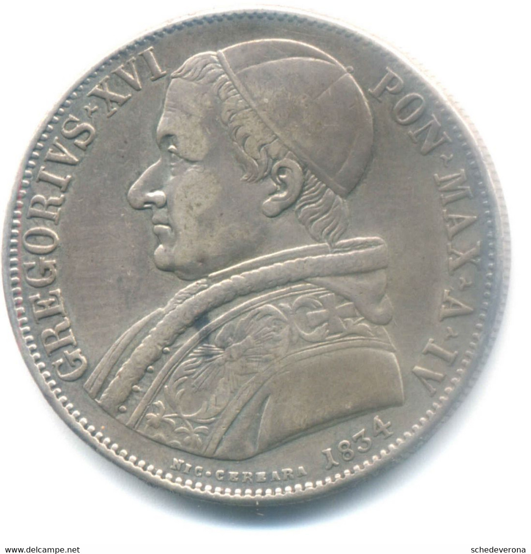 GREGORIO XVI SCUDO I° TIPO 1834 ROMA STATO PONTIFICIO ARGENTO - Autres & Non Classés