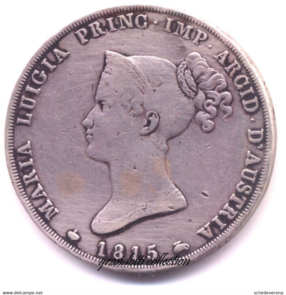 MARIA LUIGIA AUSTRIA 5 LIRE 1815 ARGENTO DUCATO PARMA PIACENZA GUASTALLA - Emilia