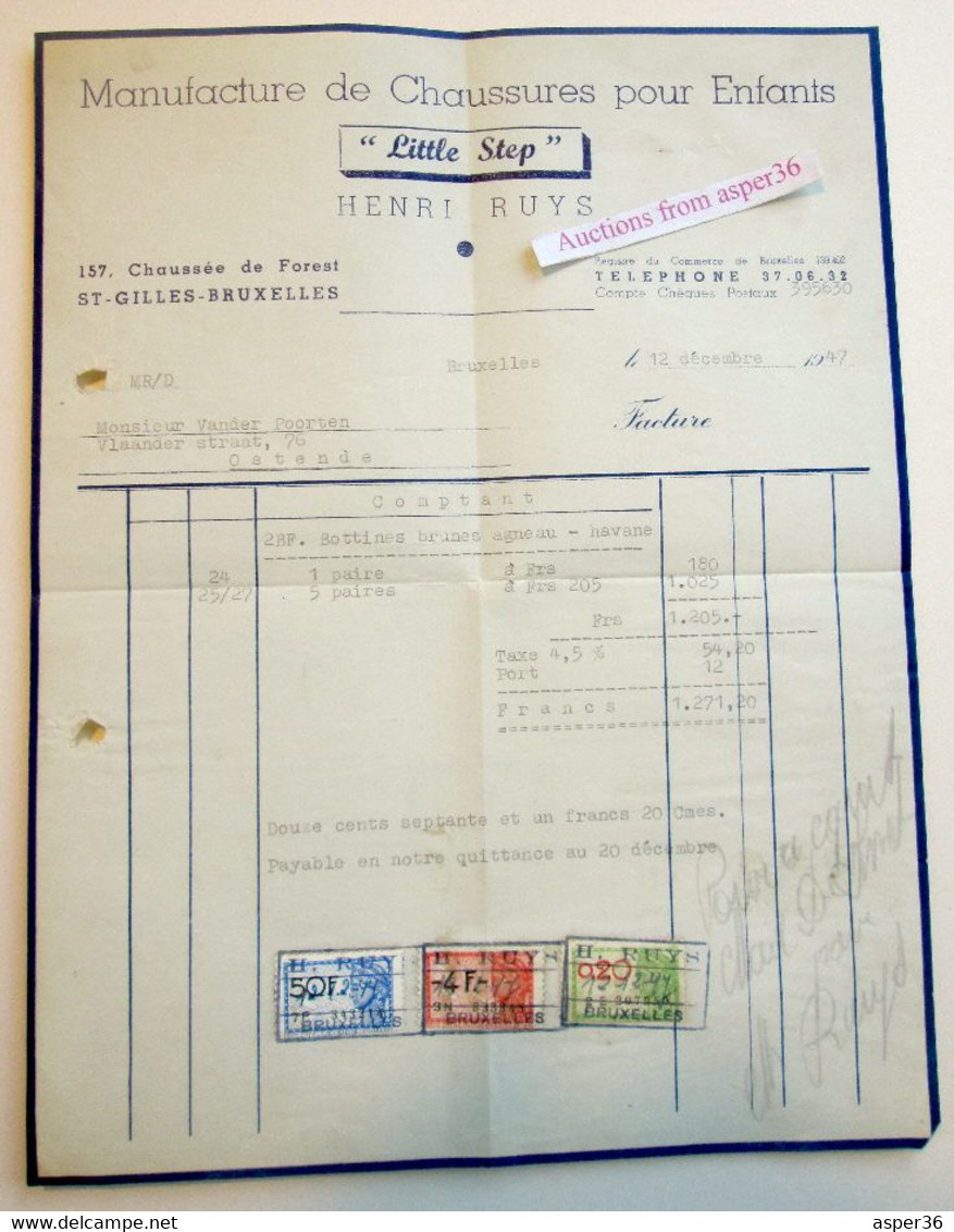 Manufacture De Chaussures Pour Enfants "Little Step" Henri Ruys, Chaussée De Forest, St-Gilles-Bruxelles 1947 - 1900 – 1949