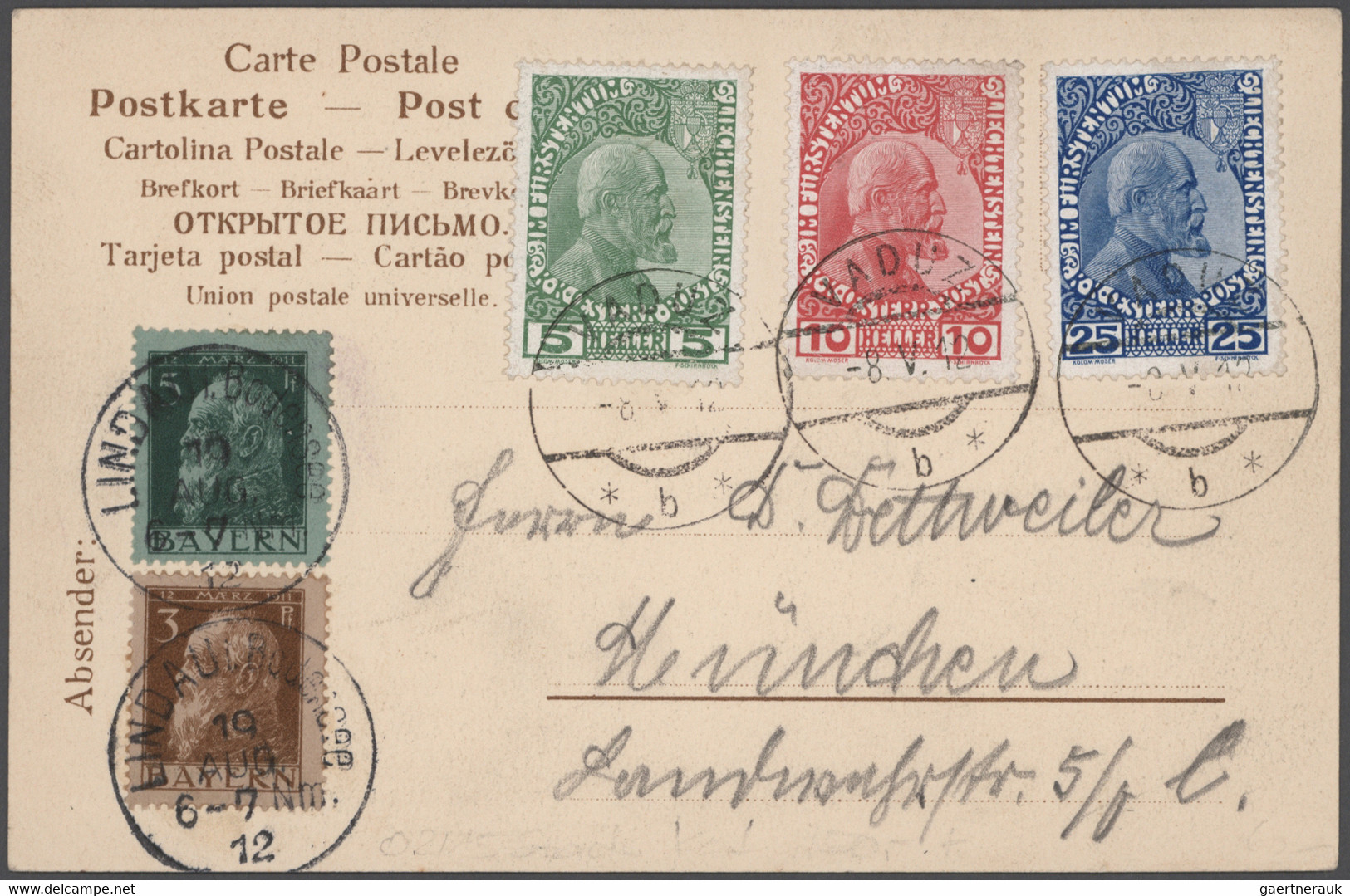 Liechtenstein: 1909/1949, Vielseitige Partie Von 47 Briefen Und Karten Ab Ein Wenig Vorläufer, Drei - Verzamelingen