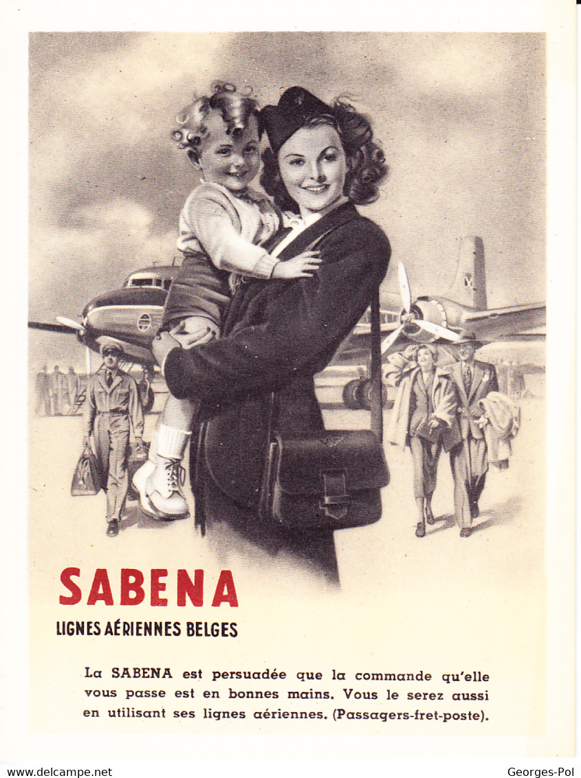 SABENA - Réduction 9x10,5 Cm D'une Affiche Ancienne (ma Réf.254b) - Carteles