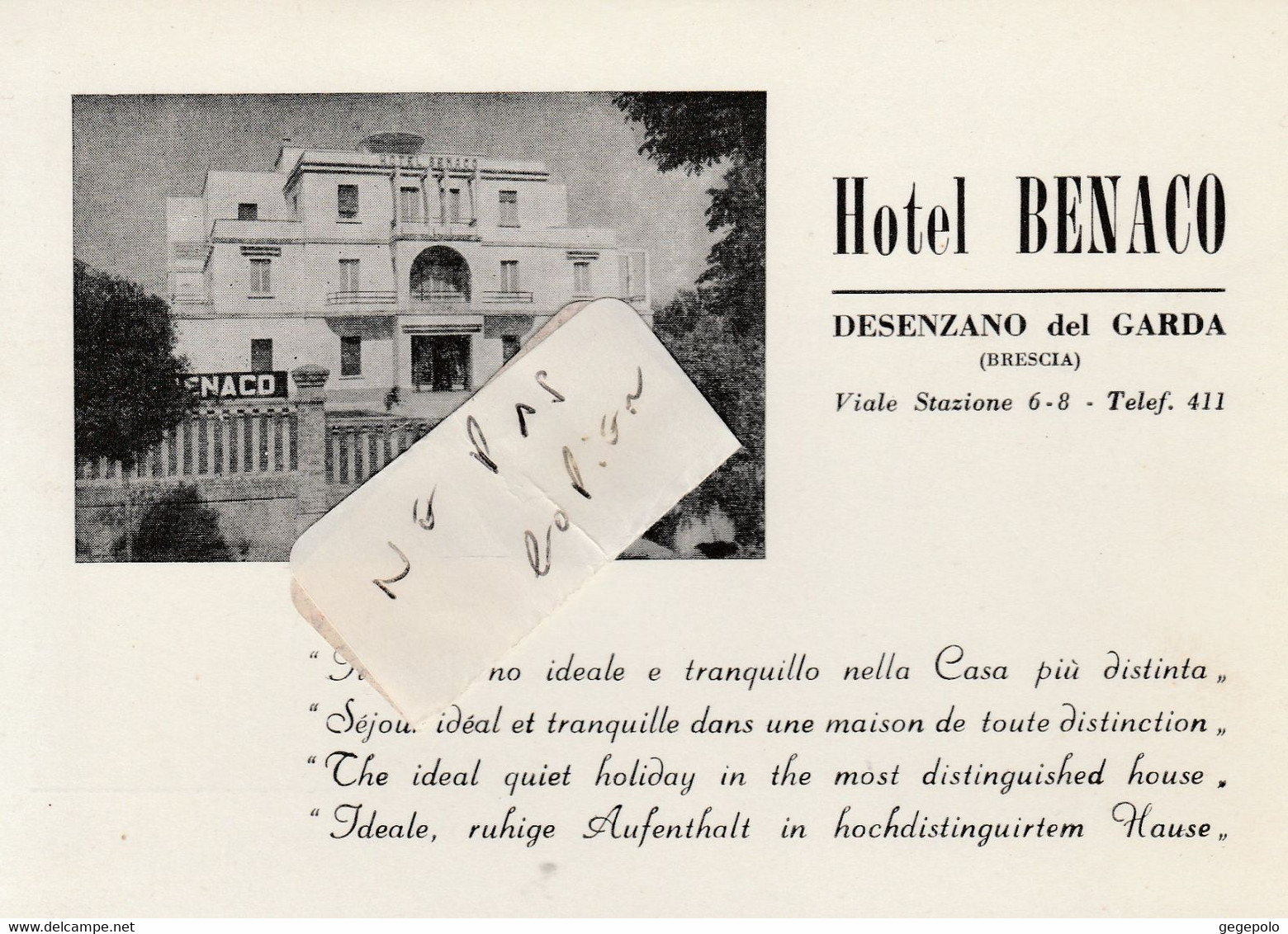 BRESCIA - Hotel BENACO  - DESENZANO Del GARDA - Brescia