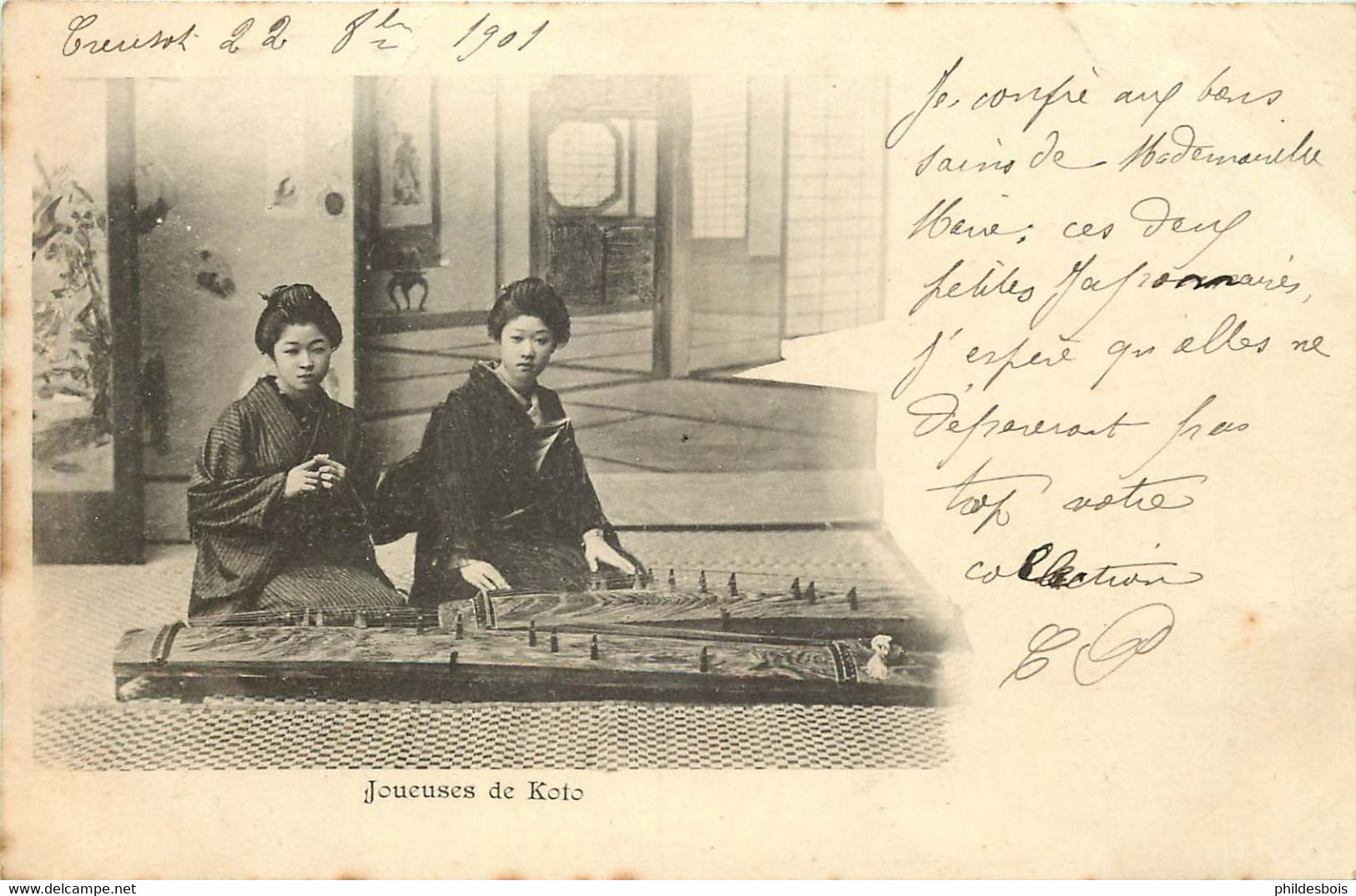 JAPON  FEMME ,GEISHA  Joueuses De Koto - Autres & Non Classés