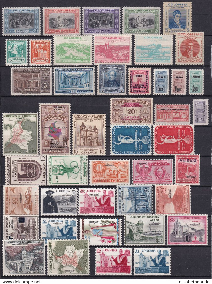 COLOMBIE - 1941/1973 - SELECTION TIMBRES POSTE AERIENNE PRINCIPALEMENT ** MNH -  COTE YVERT = 420 EUR. - 5 PAGES ! - Kolumbien