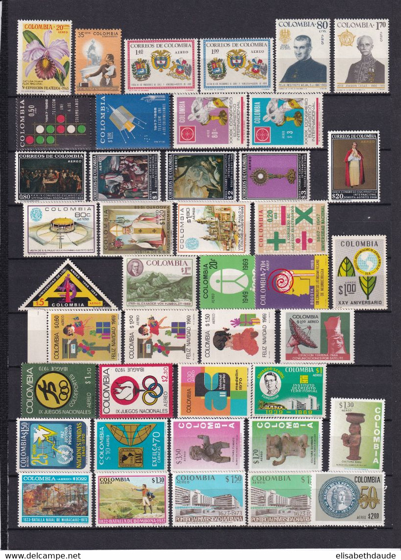 COLOMBIE - 1941/1973 - SELECTION TIMBRES POSTE AERIENNE PRINCIPALEMENT ** MNH -  COTE YVERT = 420 EUR. - 5 PAGES ! - Colombie