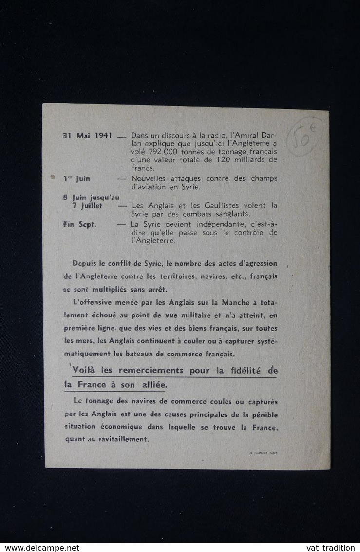 GUERRE 1939/45 - Fascicule Patriotique Du Maréchal Pétain " Drôles D’Alliés "  - L 87269 - Documenti