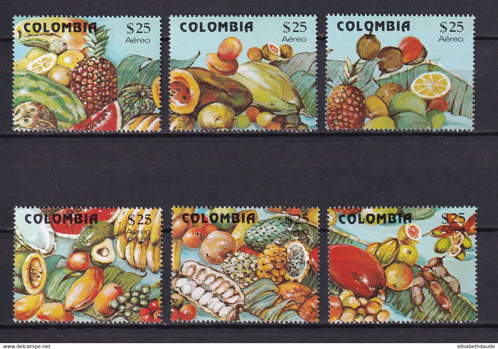 COLOMBIE - 1981 - POSTE AERIENNE YVERT N° 676/681 ** MNH - COTE = 33 EUR. - FRUITS - Kolumbien