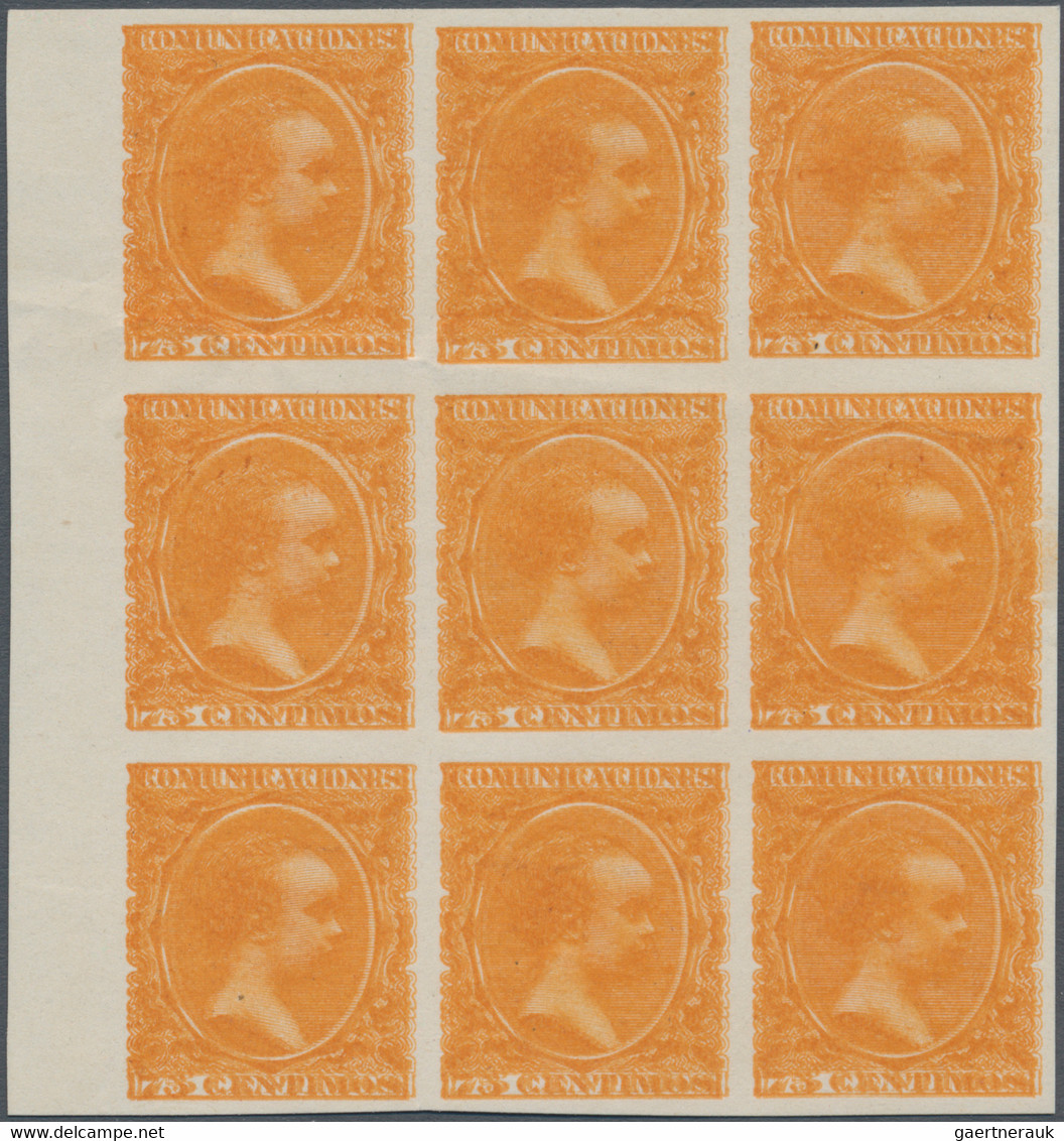 Spanien: 1889, King Alfonso XIII. As Child 75c. Orange With DOUBLE PRINT In A Lot With 26 Imperforat - Andere & Zonder Classificatie