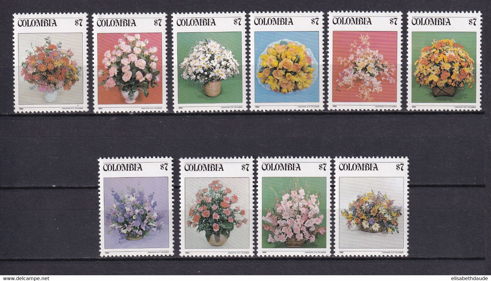 COLOMBIE - 1982- YVERT N° 848/857 ** MNH - COTE = 22.5 EUR. - FLEURS - Kolumbien