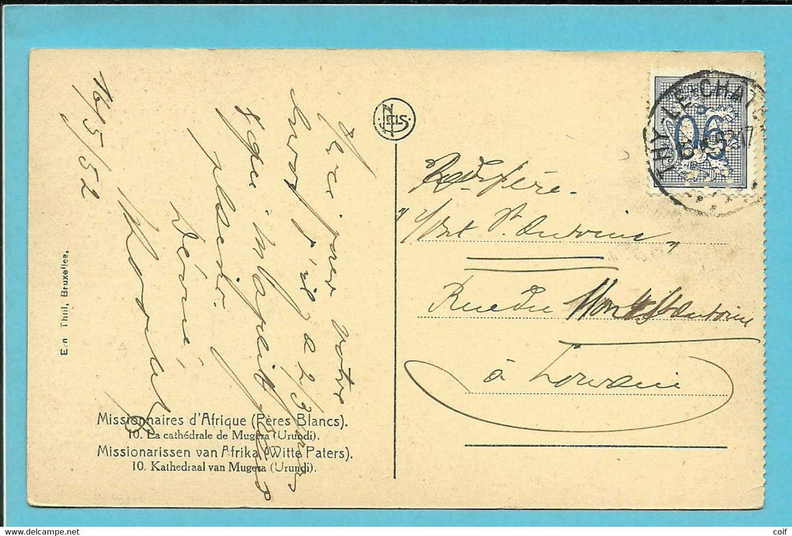 858 Op Postkaart Met Firma-perforatie (Perfin / Perfore) " S.E." - 1951-..