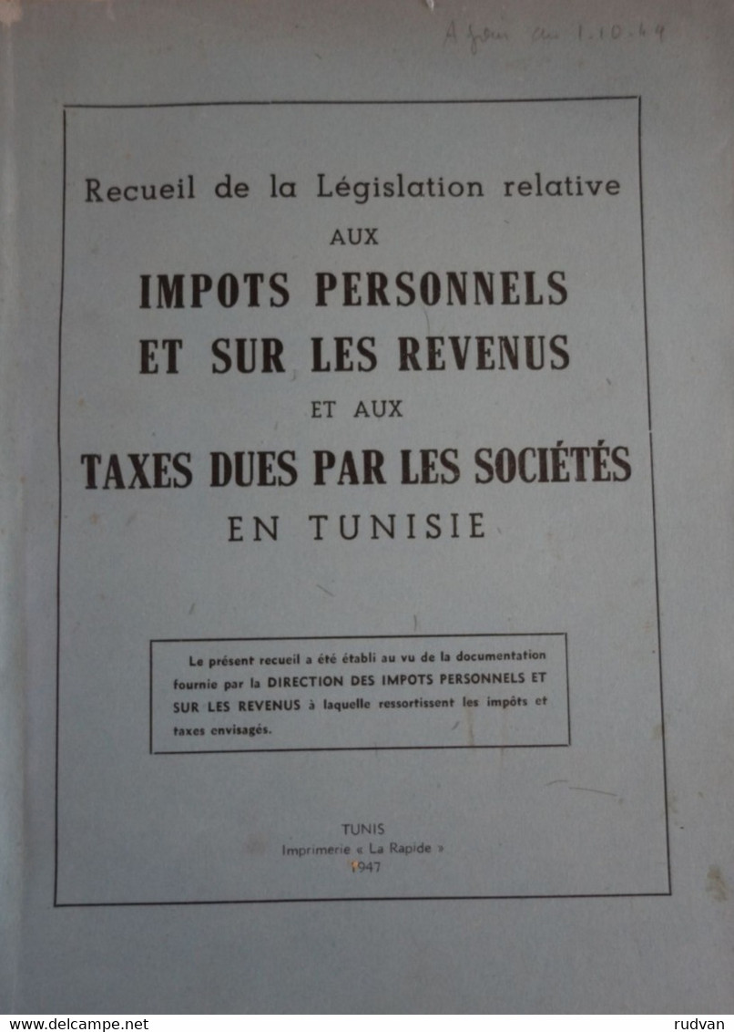 Tunisie - Recueil De La Législation Relative Aux Impôts Personnels Et Sur Les Revenus - Right