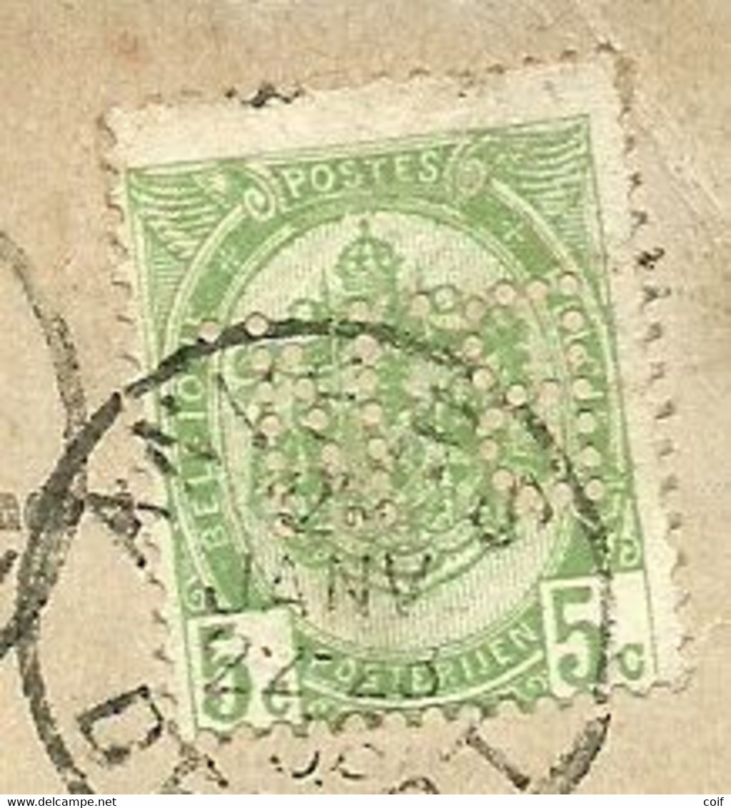 56 Op Kaart Stempel ANVERS, Met Firmaperforatie (perfin) " B.N. " - 1863-09