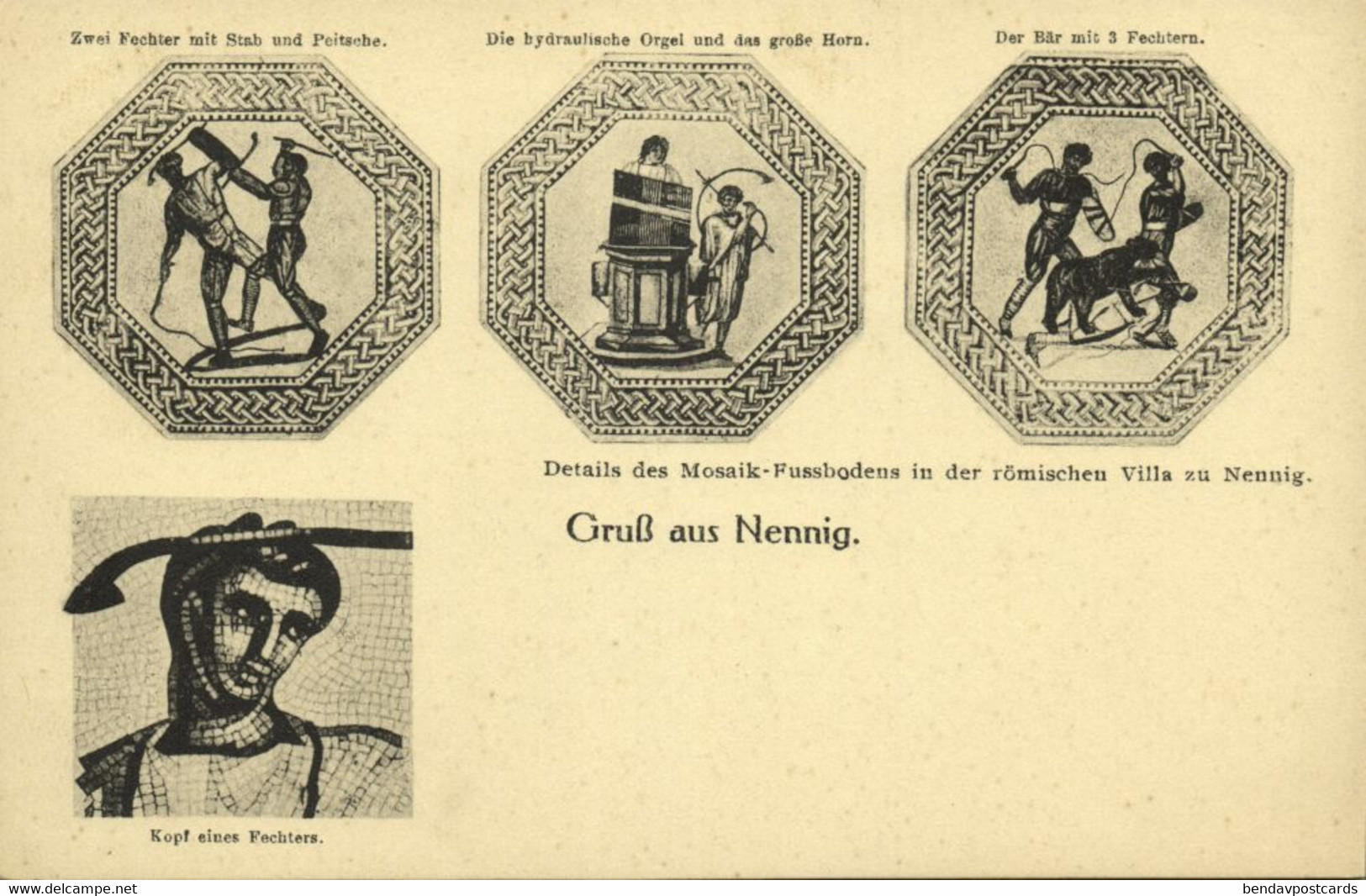 NENNIG, Details Des Mossik-Fussbodens In Der Römischen Villa (1910s) II - Kreis Merzig-Wadern
