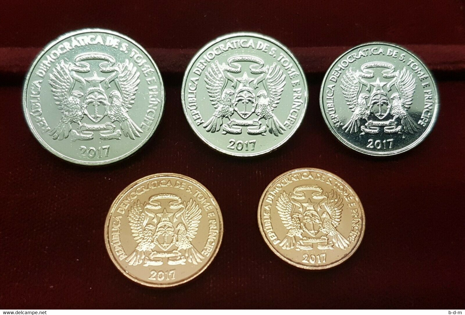 Santo Tomé Y Principe Set 5 Monedas 10 20 50 Céntimos1 2 Dobras 2017 SC UNC - Sao Tome Et Principe