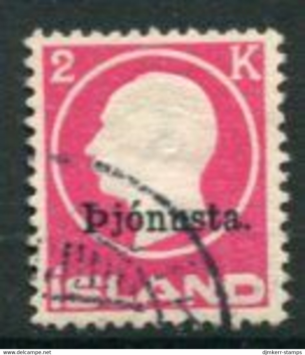 ICELAND 1922 Official Overprint With Stop On 2 Kr., Used.   Michel Dienst 41 I - Officials