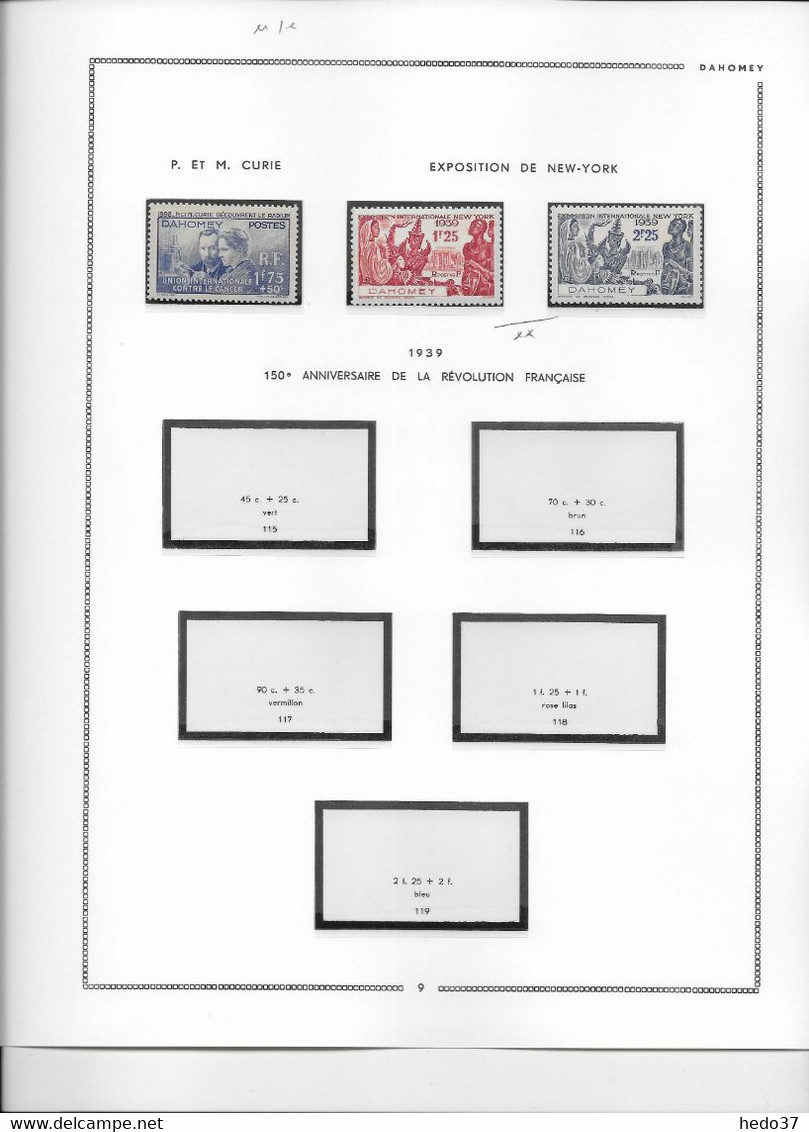 Dahomey - Collection Vendue Page Par Page - Neuf **/* Sans/avec Charnière - TB - Other & Unclassified