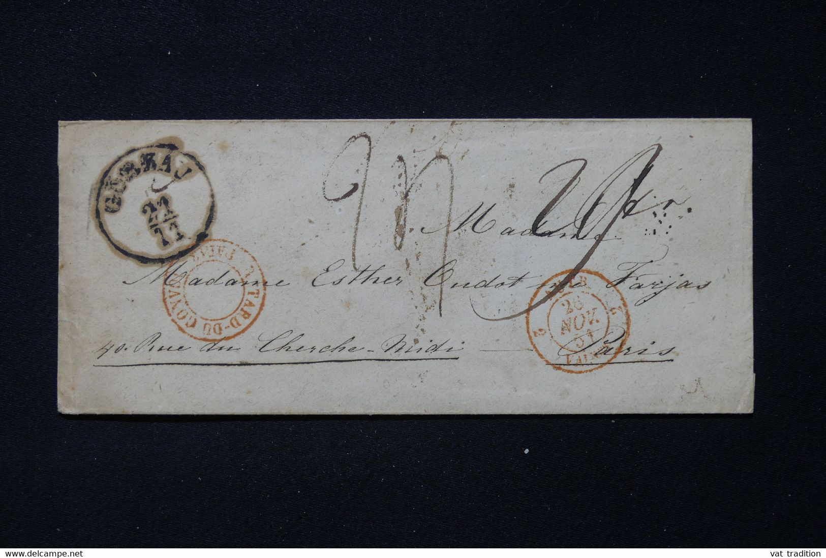 FRANCE - Cachet Rouge D'entrée D'Autriche + Cachet Rouge à Identifier Sur Enveloppe Pour Paris En 1851 - L 87303 - Entry Postmarks