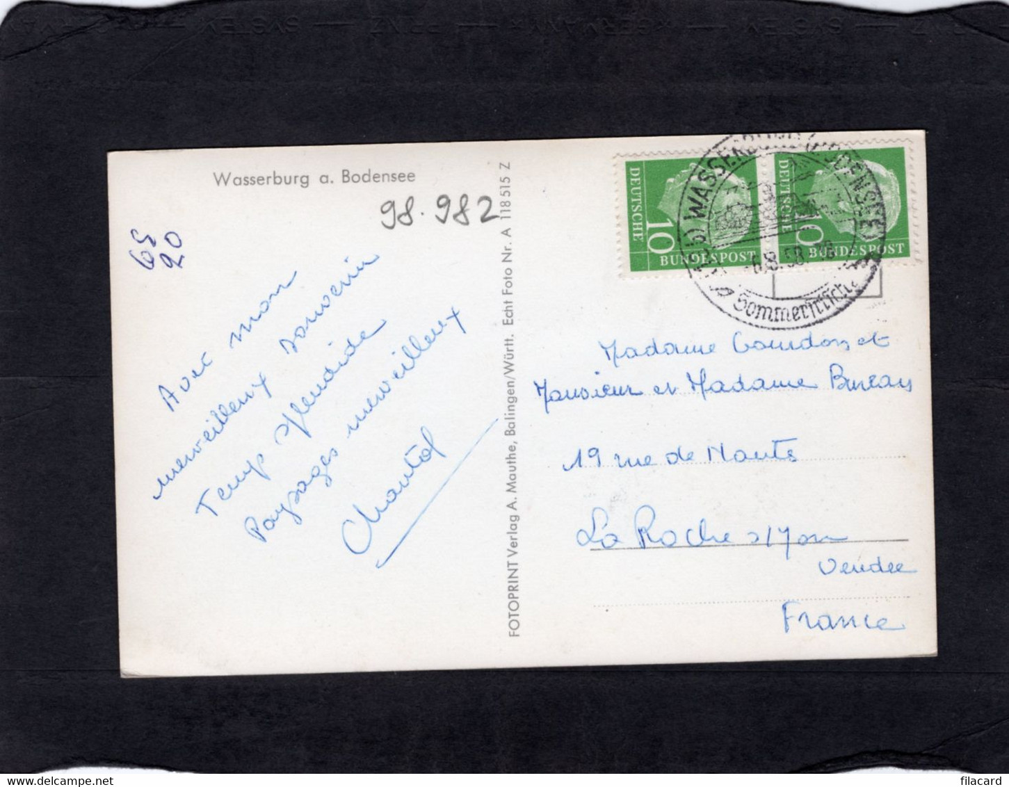 98982    Germania,   Wasserburg A.  Bodensee,  VG  1958 - Wasserburg (Bodensee)