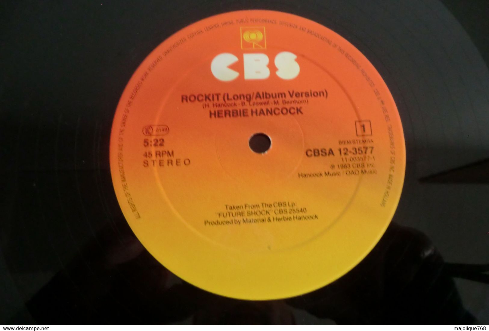 Disque De Herbie Hancock - Rock It - 45 RPM 12 Inch MAXI Single - CBS A - 12.3577 - Stereo  Sortie:  Holland 1983 - Rap En Hip Hop