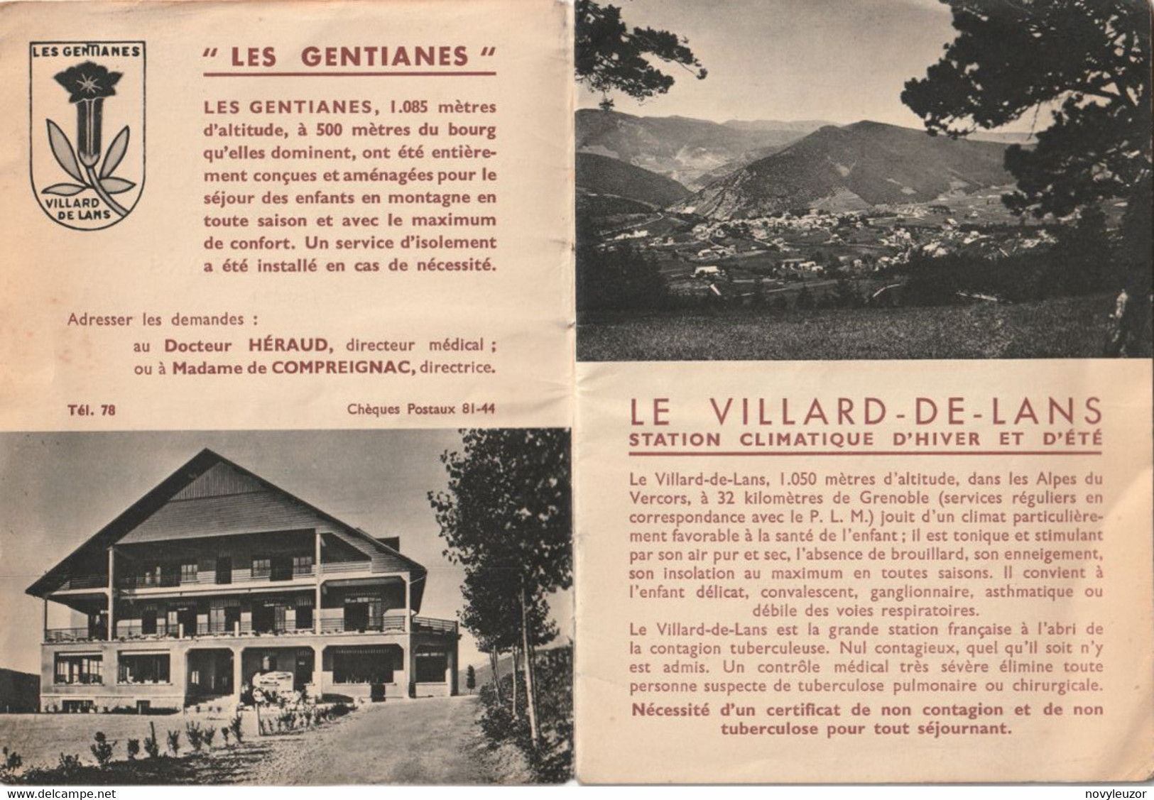 38 VILLARD De LANS Fascicule Les GENTIANES  Maison D'ENFANTS 8 Pages - Dépliants Turistici