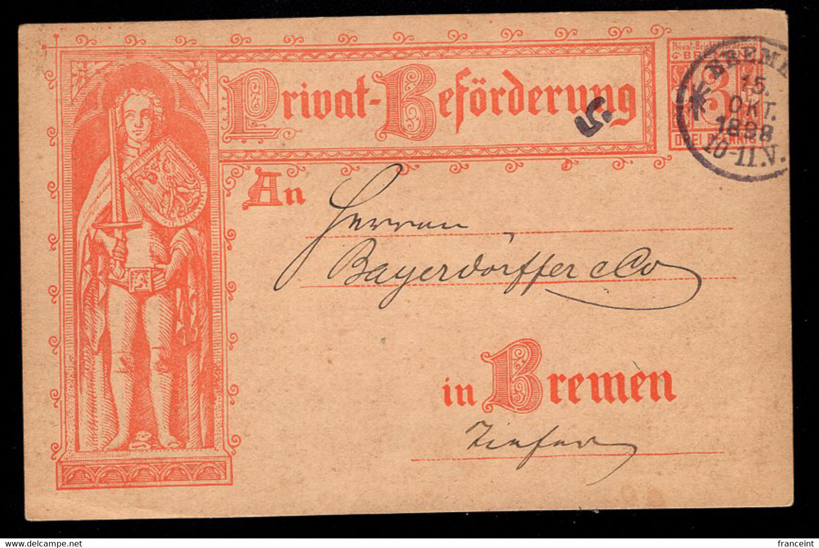 Bremen (1898) Privately Printed 2 Pf. Postal Card. - Brême