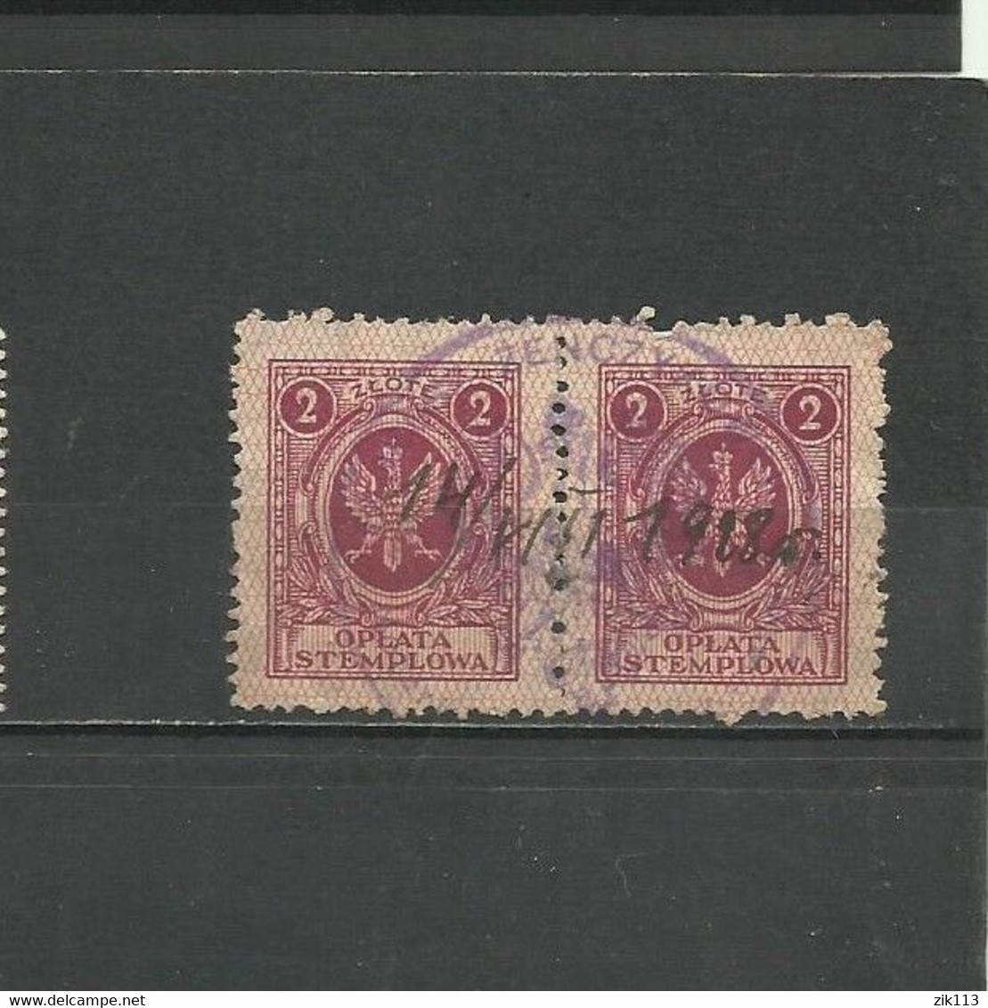Poland 1928 - A Pair Of Stamps, Revenue, Used - Fiscali