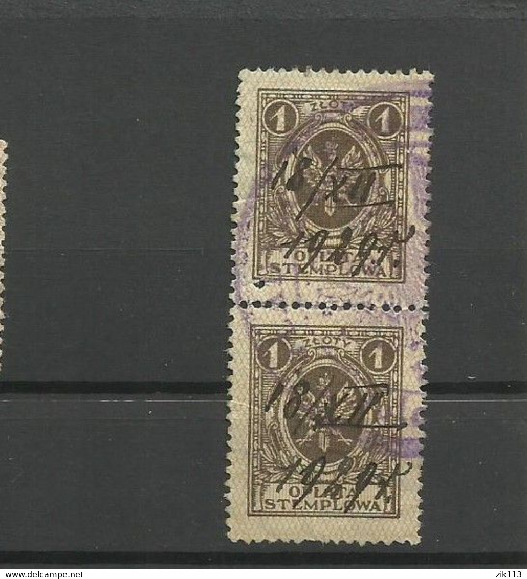 Poland 1929 - A Pair Of Stamps, Revenue, Used - Fiscales