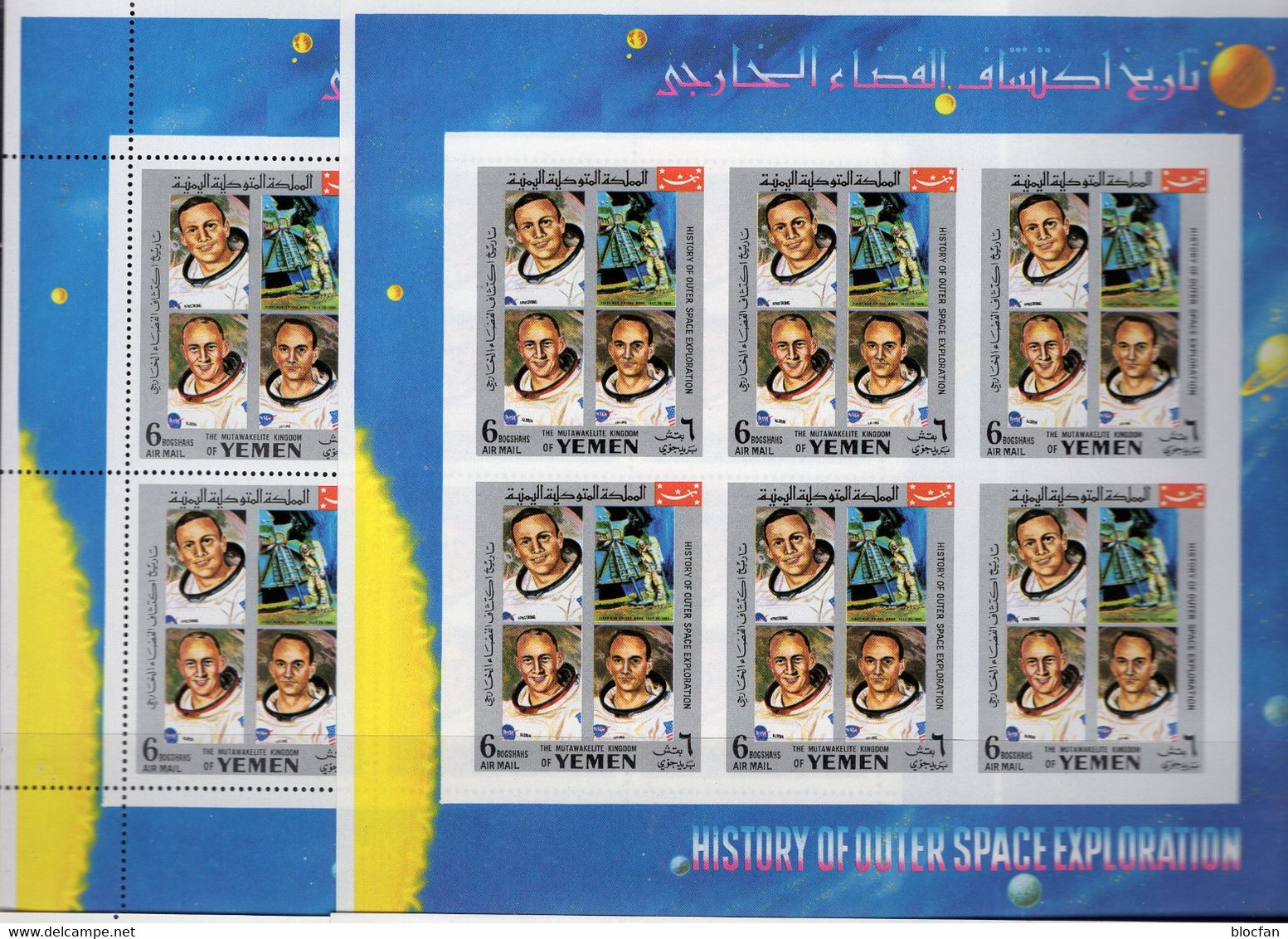 USA-Astronauten 1969 Jemen 883 Kleinbogen A/B ** 12€ Apollo 11 Sheets Ss Sheetlets M/s Bf History Space Exploration - Perforadas