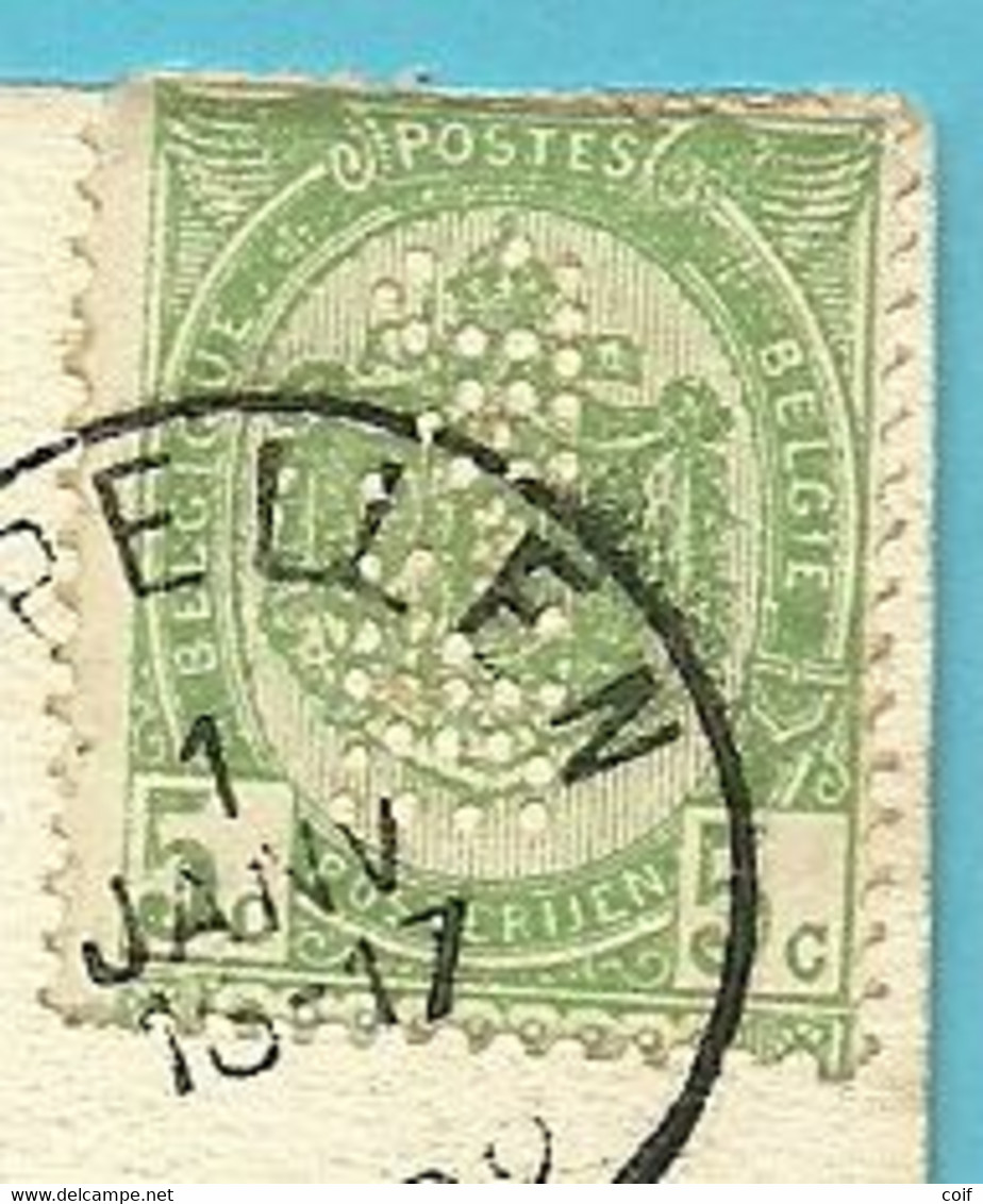 56 Op Kaart Stempel CAPPELLEN, Met Firmaperforatie (perfin) " D.P.R.&C " ?? - 1909-34