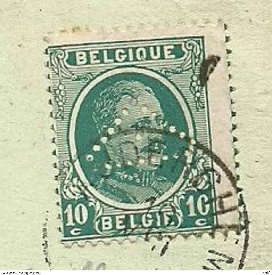 194 (verschoven Zegelbeeld) Op Kaart , Met Firmaperforatie (perfin) " DRIEHOEK " - 1909-34