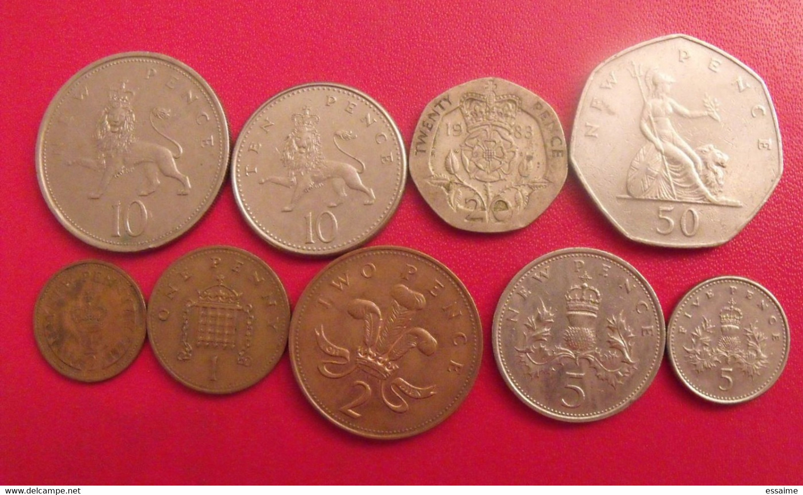 Grande-Bretagne. Royaume-uni. Lot De 9 Pièces : 1/2, 1, 2, 5, 10, 20, 50 Pence. 1968/1992 - Collezioni