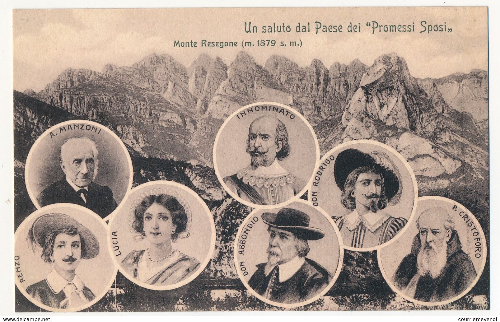 CPA - Un Saluto Dal Paese Dei "Promessi Sposi" - Monte Resegone - Médaillons Personnages ... - Other & Unclassified