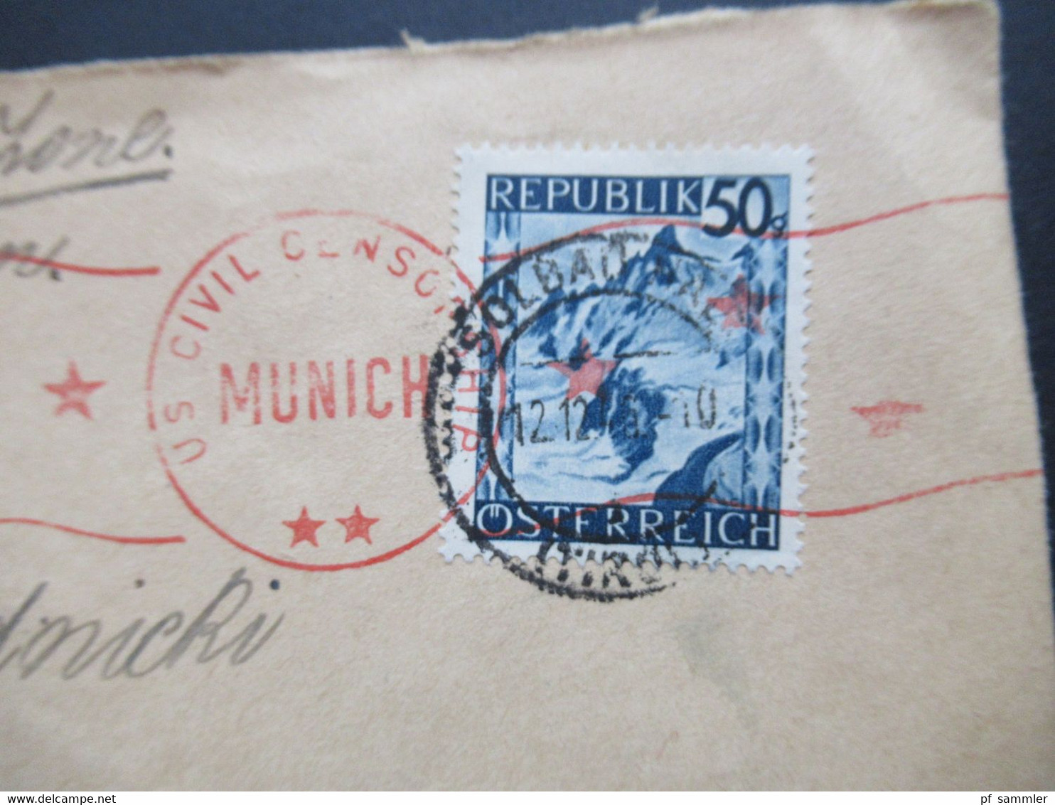 Österreich 1946 Landschaften Nr. 760 EF Roter Zensurstempel US Civil Censorship Munich / Sternstempel - Lettres & Documents