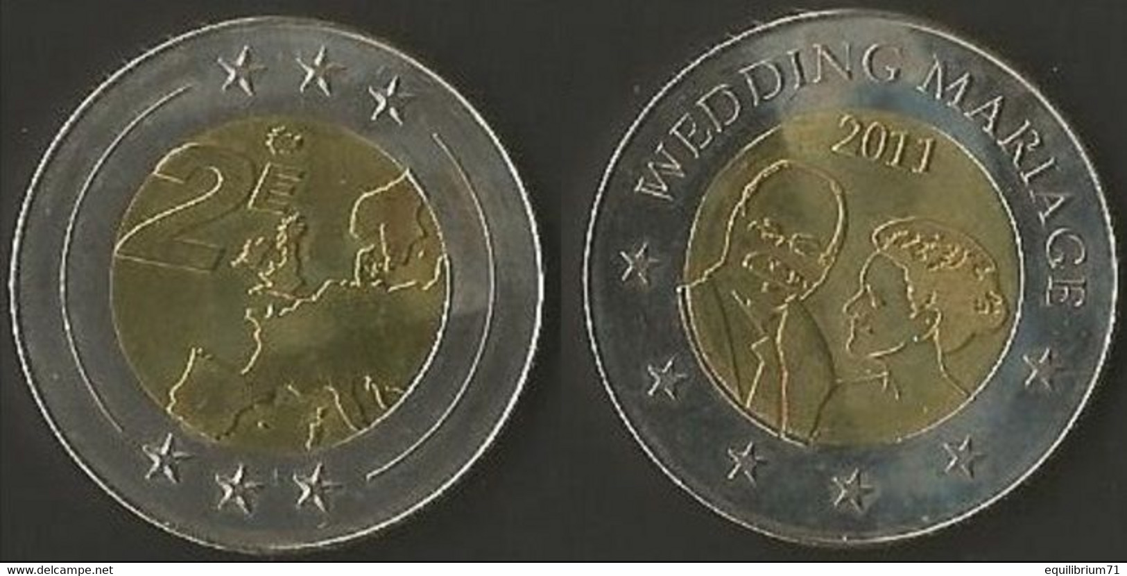 Pièce De 2 Euros (Mint) - Épreuve D'atelier / Werkplaats-test - MONACO, Wedding - Mariage / Huwelijk - 2011 - Monaco