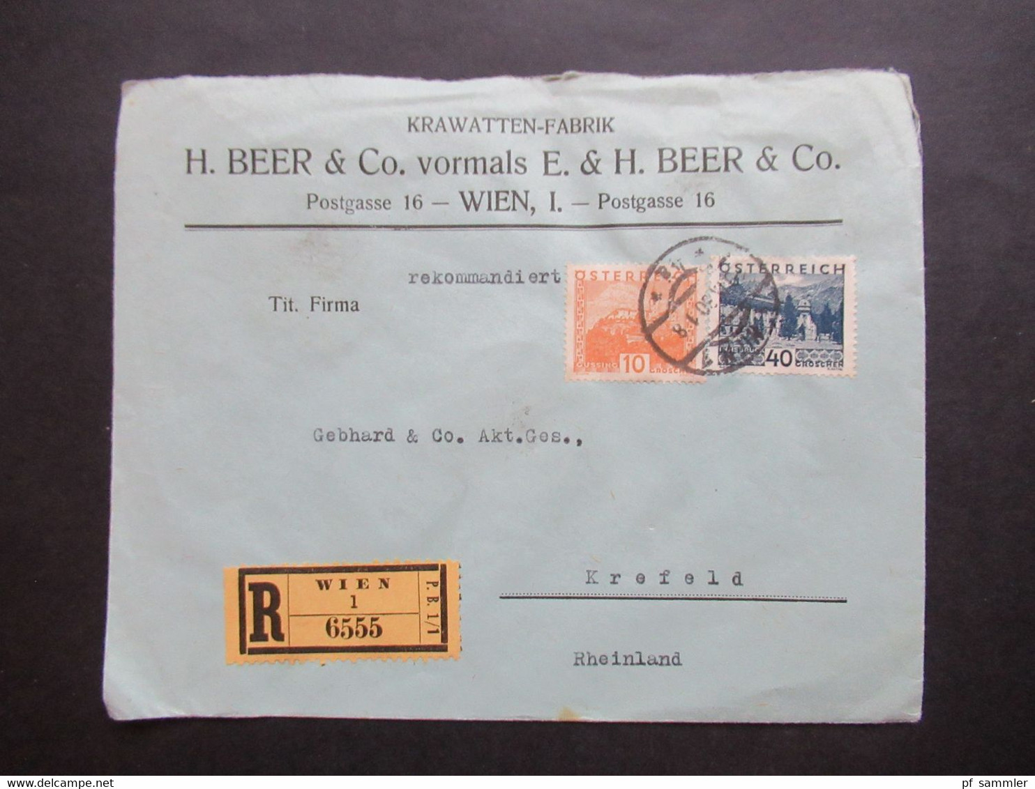 1930 Landschaften Nr. 498 U. 507 MiF Einschreiben Wien 1 Krawatten Fabrik H. Beer & Co. Rückseitig 3x Gesiegelt - Covers & Documents