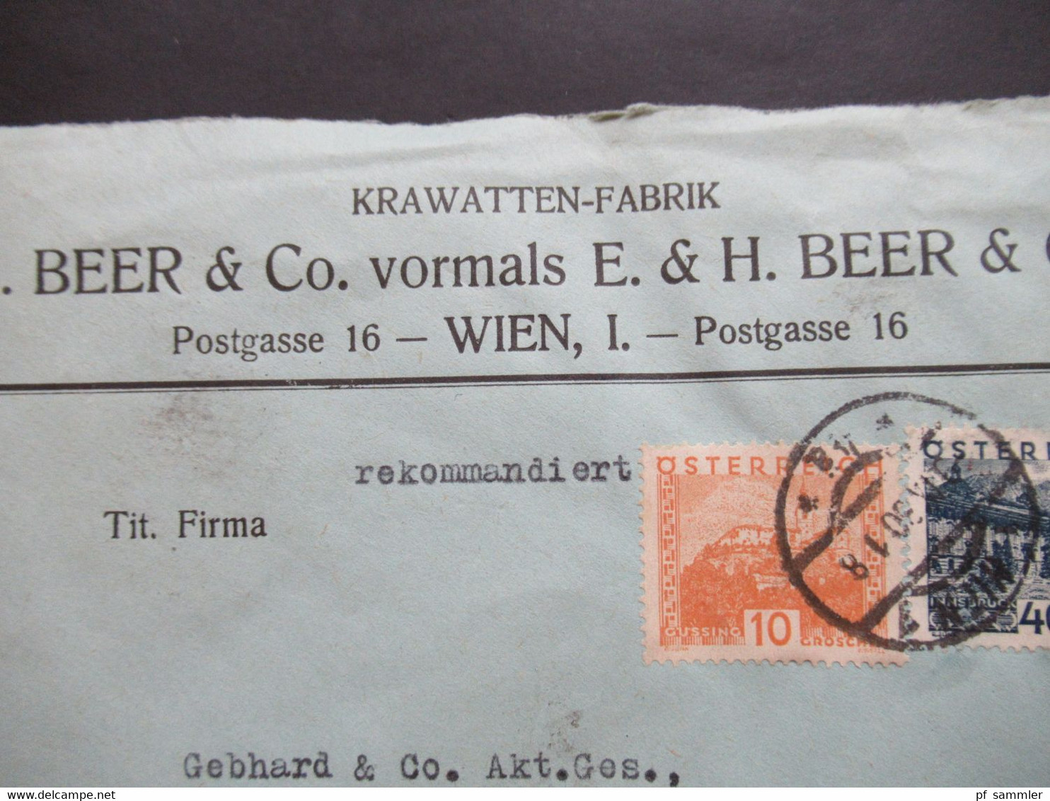 1930 Landschaften Nr. 498 U. 507 MiF Einschreiben Wien 1 Krawatten Fabrik H. Beer & Co. Rückseitig 3x Gesiegelt - Covers & Documents