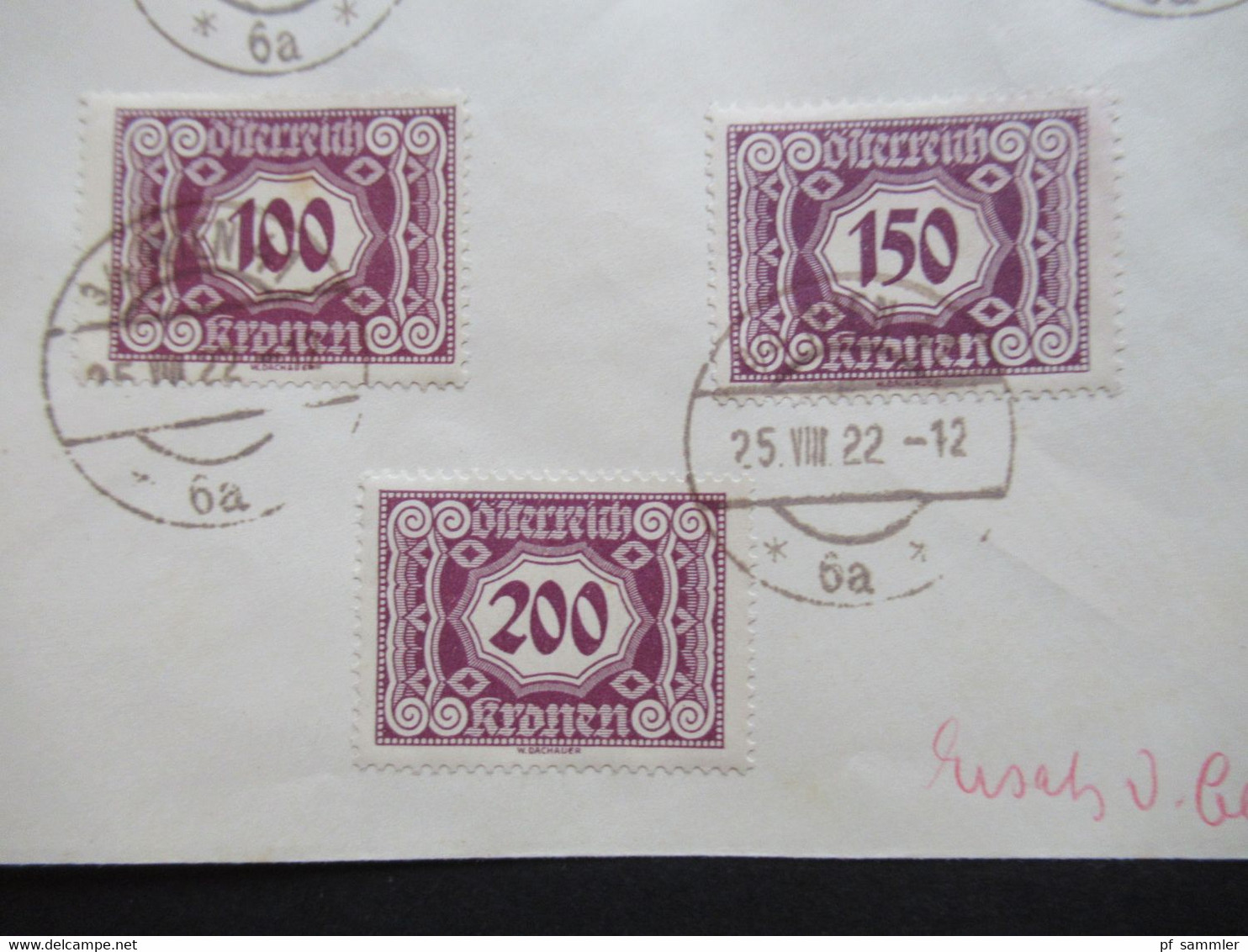 Österreich 1922 Portomarken Nr. 112 / 120 Blanko Beleg Mit Tagesstempel Wien 41 Sammlerbeleg - Taxe