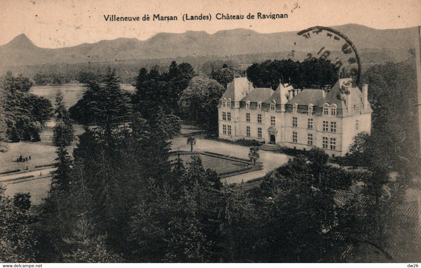 Villeneuve De Marsan (Landes) Château De Ravignan, Vue Aérienne - Edition Papegnin - Carte De 1926 - Villeneuve De Marsan