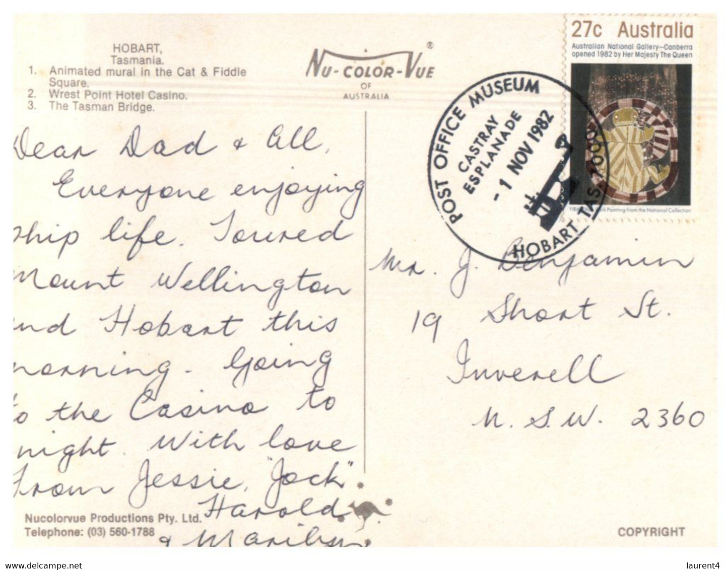 (HH 13) Australia - TAS - From Hobart With Love (with Stamp And Special Postmark) - Hobart