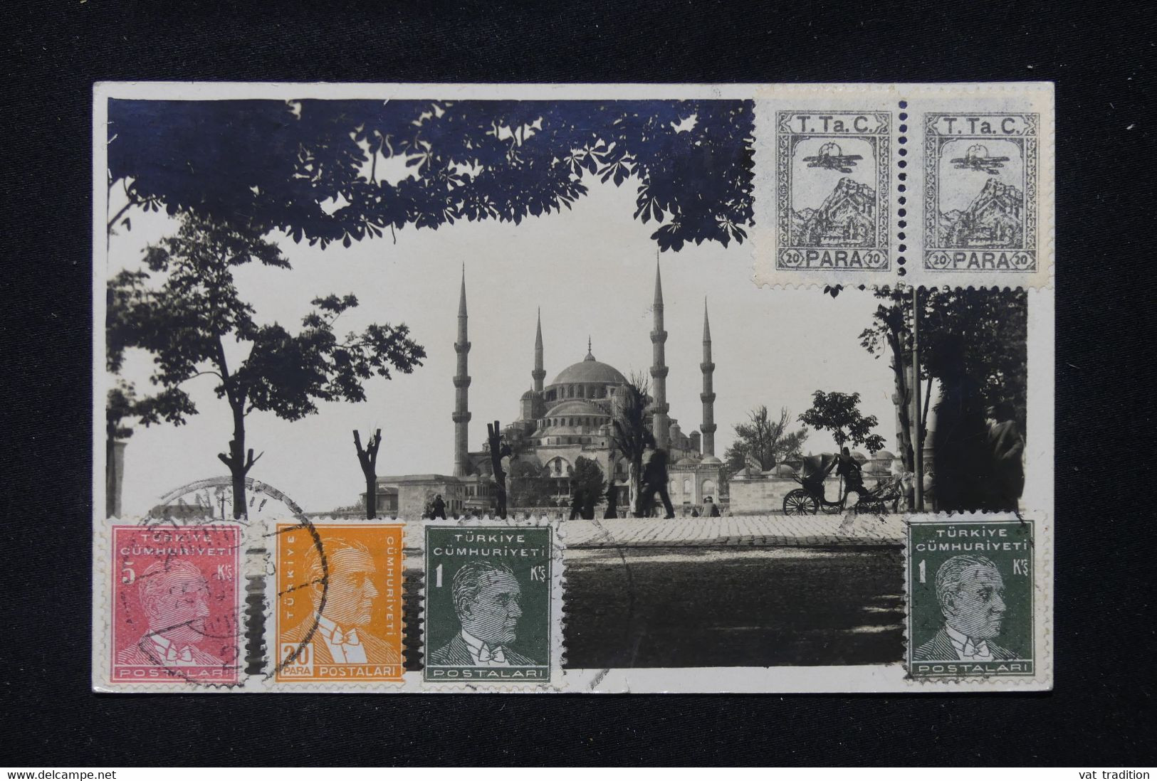 TURQUIE -  Affranchissement Tricolore Sur Carte Postale Avec Vignettes De Istanbul Pour La France - L 87394 - Altri & Non Classificati
