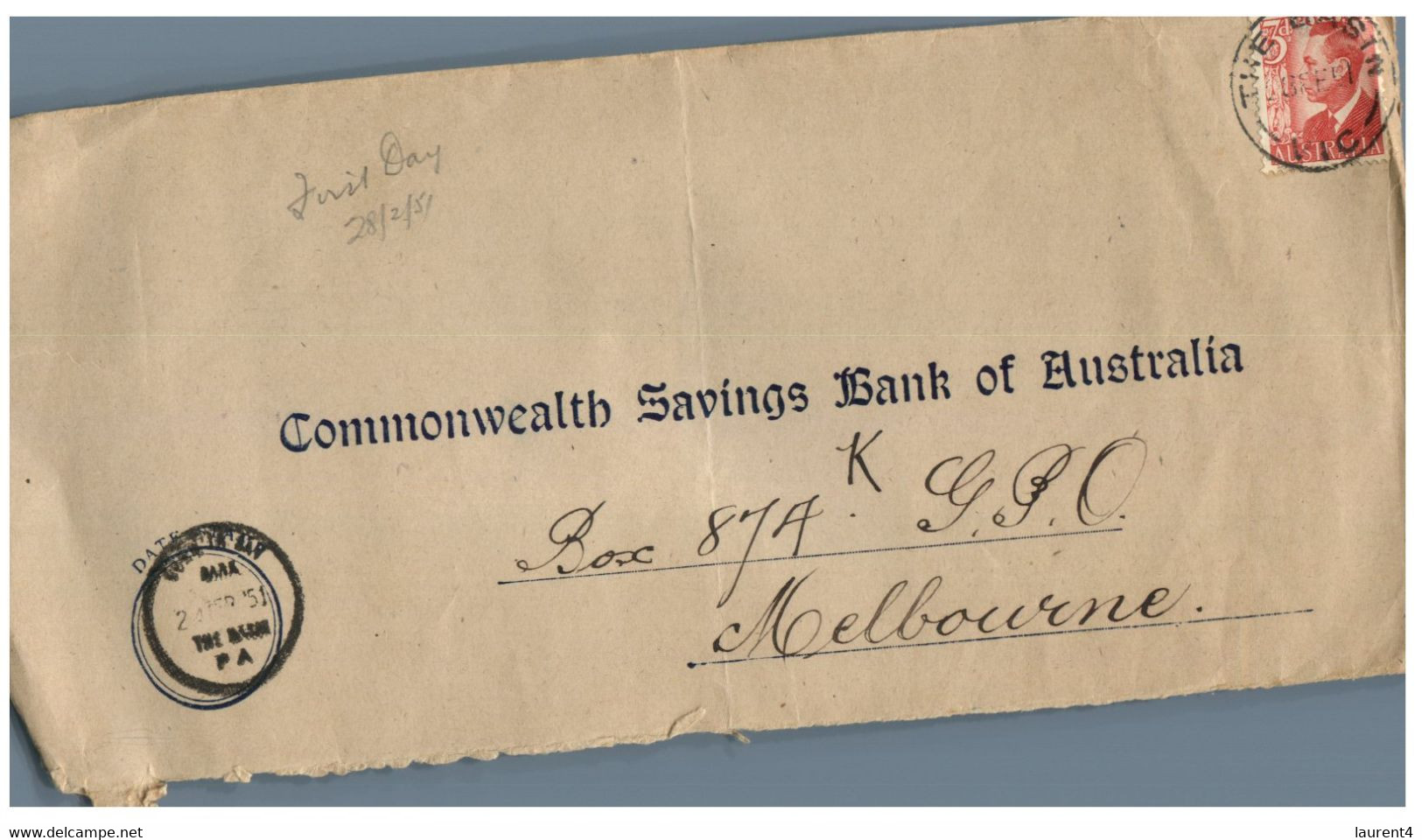 (HH 14) Australia - FDC - 1950 - 3 Commonwealth Bank Of Australia (cover As Seen) - Otros & Sin Clasificación